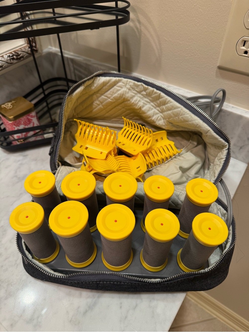 Drybar Set of Yellow-Topped Foam Hair Rollers with Clips